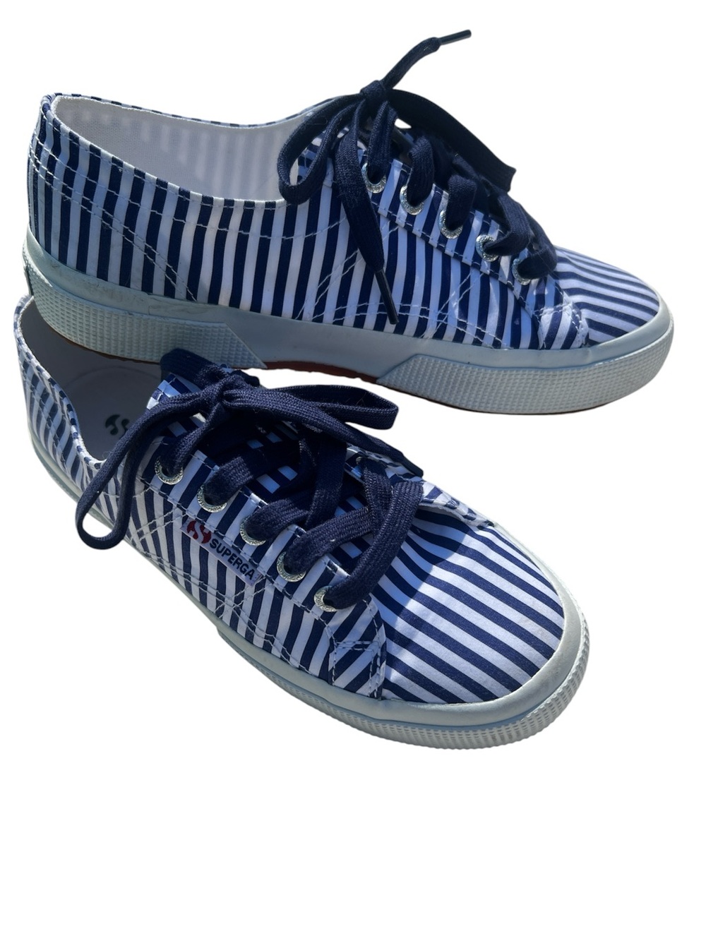 Superga Navy & White Striped Canvas Sneaker